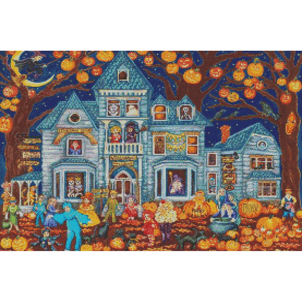 Halloween Cabin - 11CT Stamped Cross Stitch 60*50CM(Joy Sunday)