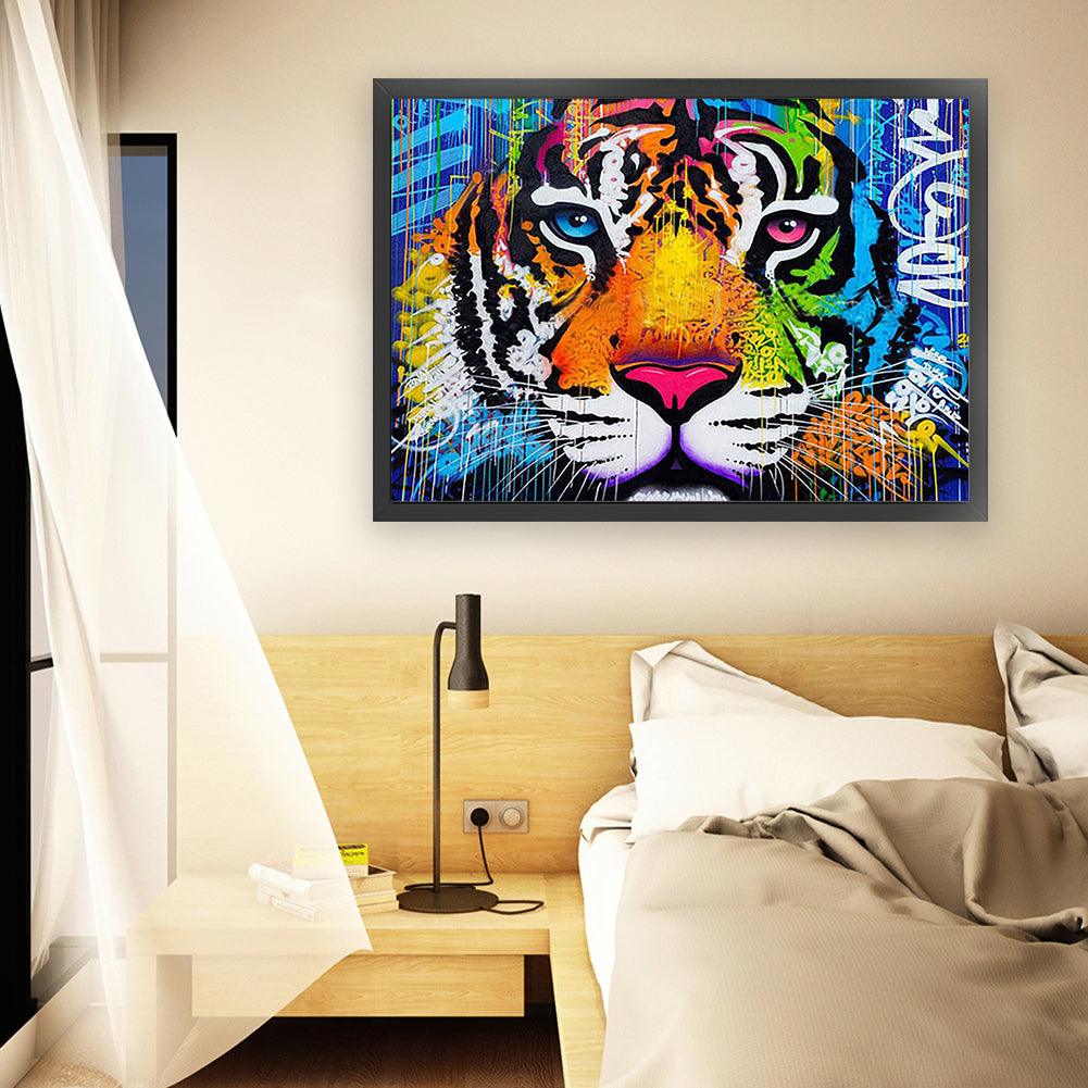 Colorful Tiger - 11CT Stamped Cross Stitch 60*45CM(Joy Sunday)