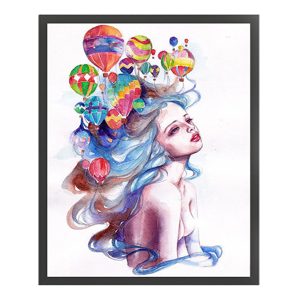 Hot Air Balloon Girl - 11CT Stamped Cross Stitch 40*50CM(Joy Sunday)