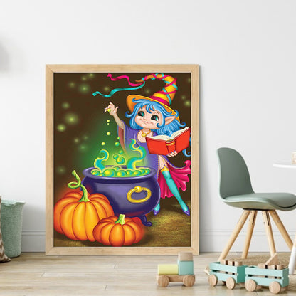 Pumpkin Little Witch - 11CT Stamped Cross Stitch 40*50CM(Joy Sunday)