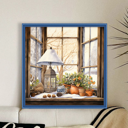 Winter Windowsill - 11CT Stamped Cross Stitch 50*50CM(Joy Sunday)