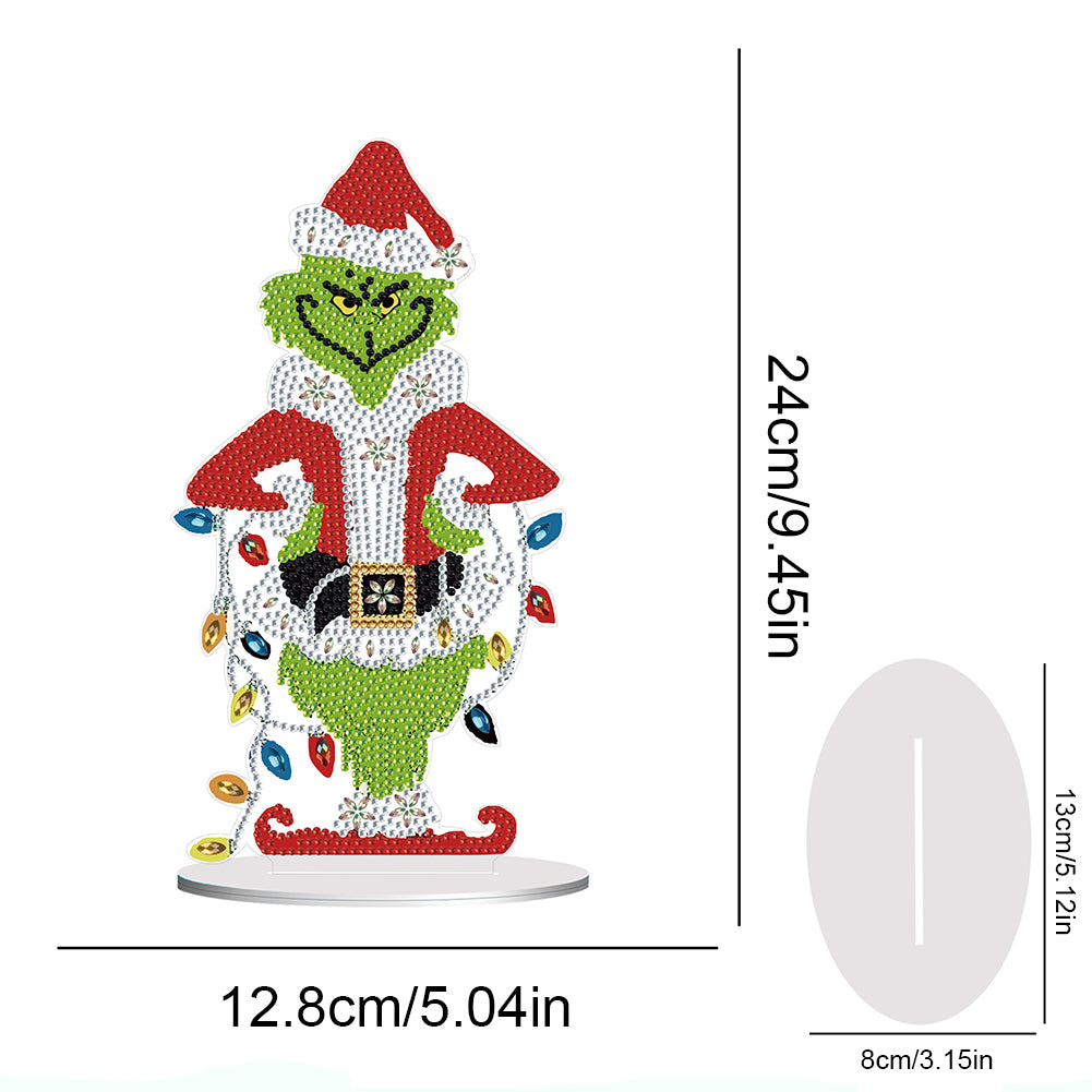 Acrylic Grinch Round+Special Shape Diamond Painting Tabletop Ornaments Kit (#1)