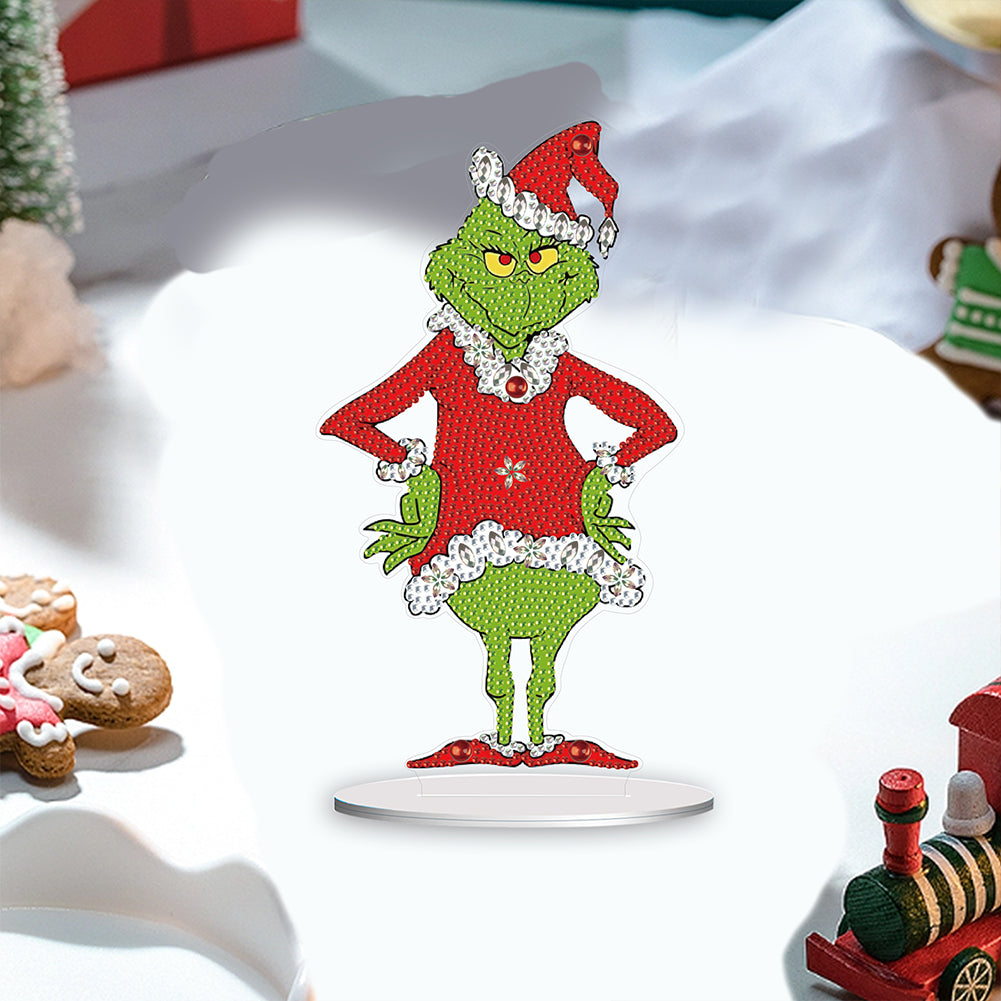 Acrylic Grinch Round+Special Shape Diamond Painting Tabletop Ornaments Kit (#3)