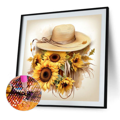 Sunflower And Straw Hat - Full AB Square Drill Diamond Painting 40*40CM