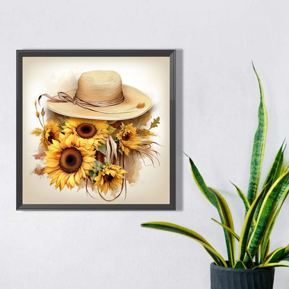 Sunflower And Straw Hat - Full AB Square Drill Diamond Painting 40*40CM