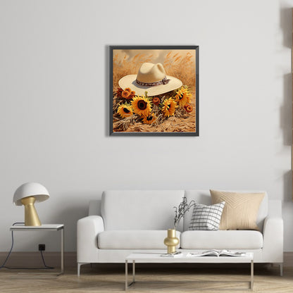 Sunflower And Straw Hat - Full AB Square Drill Diamond Painting 40*40CM