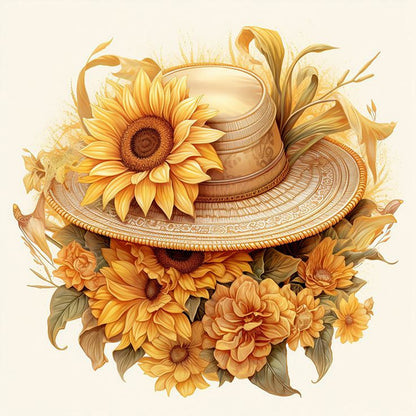 Sunflower And Straw Hat - Full AB Square Drill Diamond Painting 40*40CM