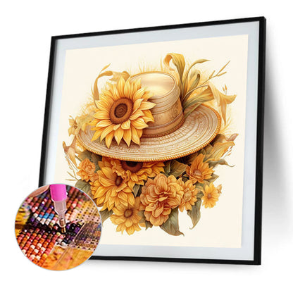Sunflower And Straw Hat - Full AB Square Drill Diamond Painting 40*40CM