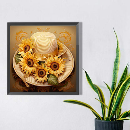 Sunflower And Straw Hat - Full AB Square Drill Diamond Painting 40*40CM