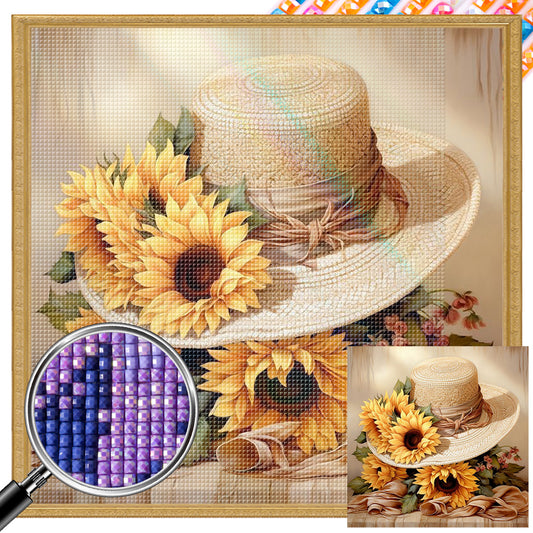 Sunflower And Straw Hat - Full AB Square Drill Diamond Painting 40*40CM