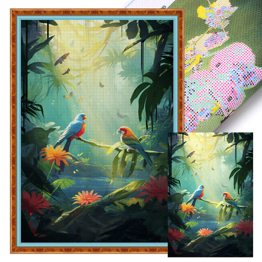 Birds In The Forest - 11CT Stamped Cross Stitch 40*60CM(Joy Sunday)