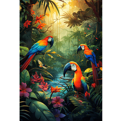 Parrot In The Forest - 11CT Stamped Cross Stitch 40*60CM(Joy Sunday)