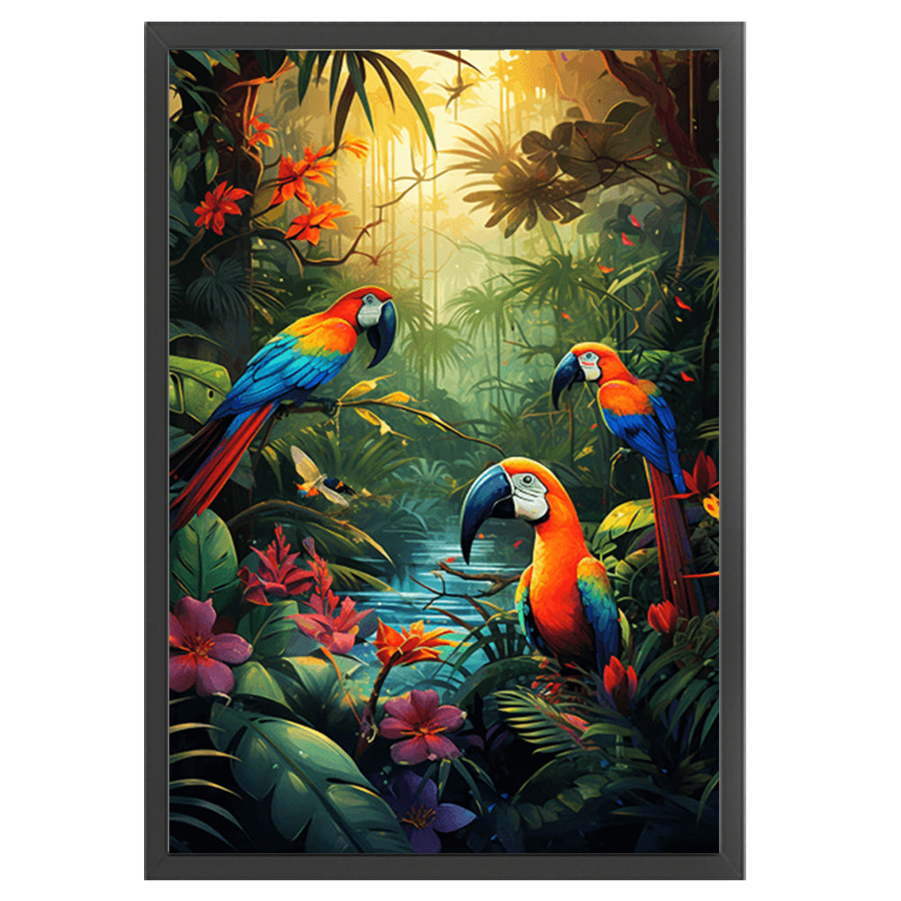 Parrot In The Forest - 11CT Stamped Cross Stitch 40*60CM(Joy Sunday)