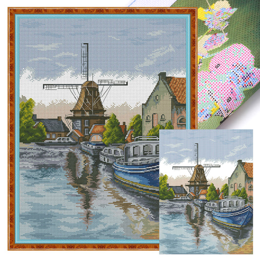 Seaside Five - 14CT Stamped Cross Stitch 34*45CM(Joy Sunday)