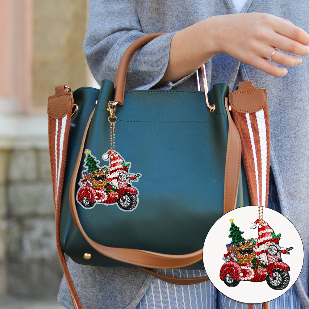 12PCS Double Sided Diamond Painting Art Keychain Pendant for Beginner(Red Truck)