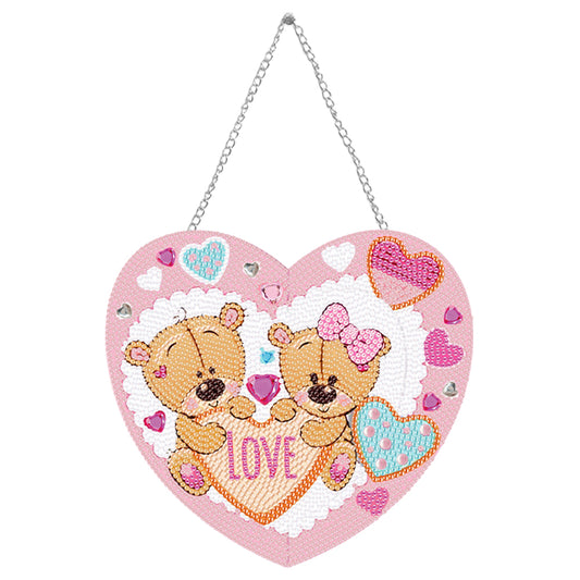 Acrylic Love Bear Single-Sided 5D DIY Diamond Painting Hanging Pendant 20x20cm