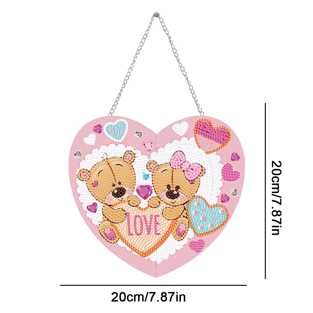 Acrylic Love Bear Single-Sided 5D DIY Diamond Painting Hanging Pendant 20x20cm