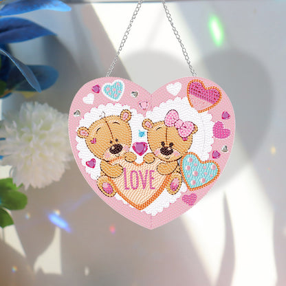 Acrylic Love Bear Single-Sided 5D DIY Diamond Painting Hanging Pendant 20x20cm