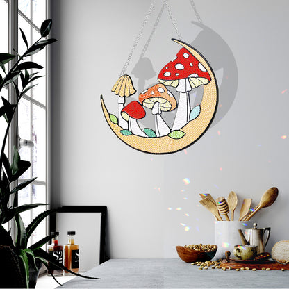 Acrylic Moon Mushroom Single-Sided DIY Diamond Painting Hanging Pendant 20x20cm