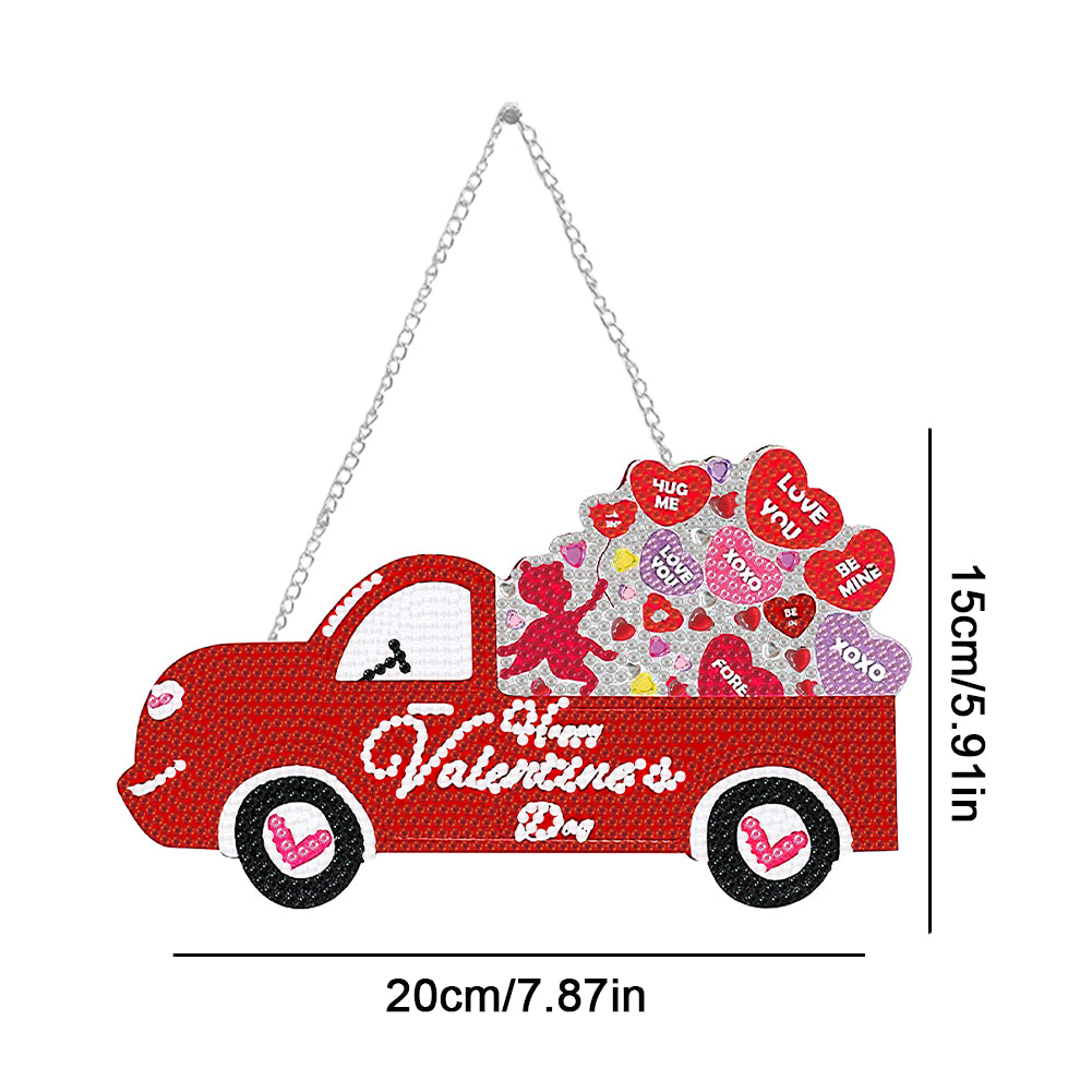 Acrylic Love Truck Single-Sided 5D DIY Diamond Painting Hanging Pendant 20x15cm