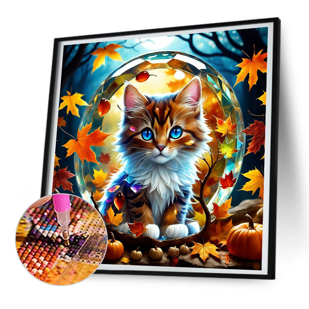 Cat - Full Round Drill Diamond Painting 30*30CM