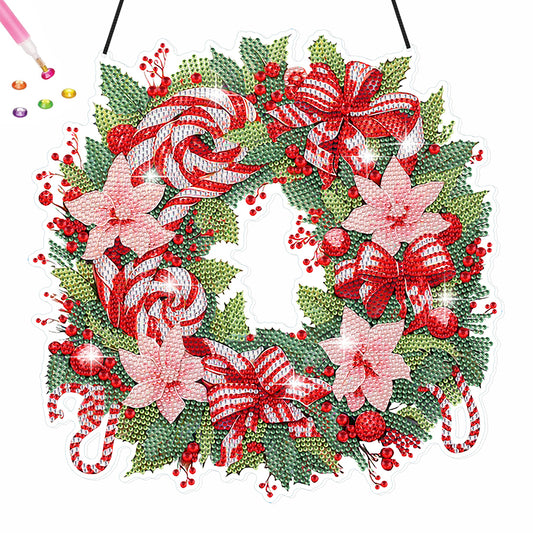 Christmas Special Shaped Diamond Painting Hanging Wreath (Candy and Flowers)