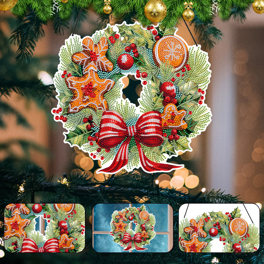 Christmas Special Shaped Diamond Painting Hanging Wreath (Biscuits and Flowers)