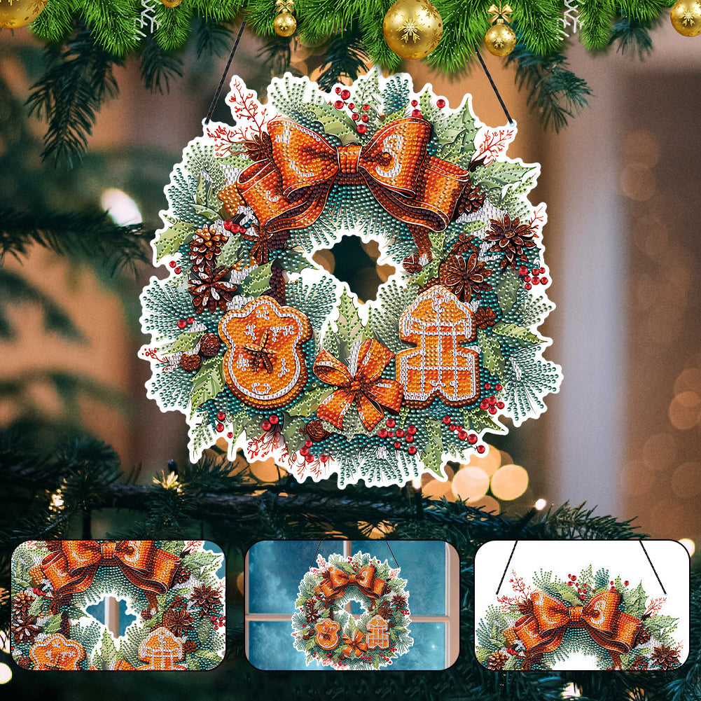 Christmas Special Shaped Diamond Painting Hanging Wreath (Biscuit Wreath)