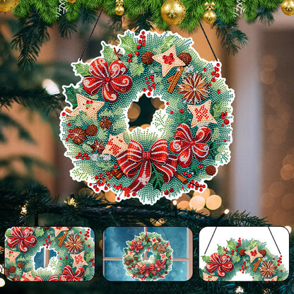 Christmas Special Shaped Diamond Painting Hanging Wreath (Flowers and Biscuits)