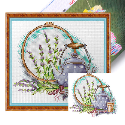 With Afternoon Tea - 14CT Stamped Cross Stitch 21*18CM(Joy Sunday)