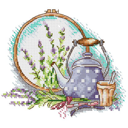 With Afternoon Tea - 14CT Stamped Cross Stitch 21*18CM(Joy Sunday)