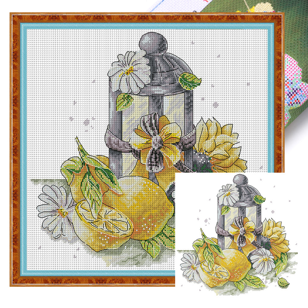 Summer Of Flowers And Lanterns - 14CT Stamped Cross Stitch 38*37CM(Joy Sunday)