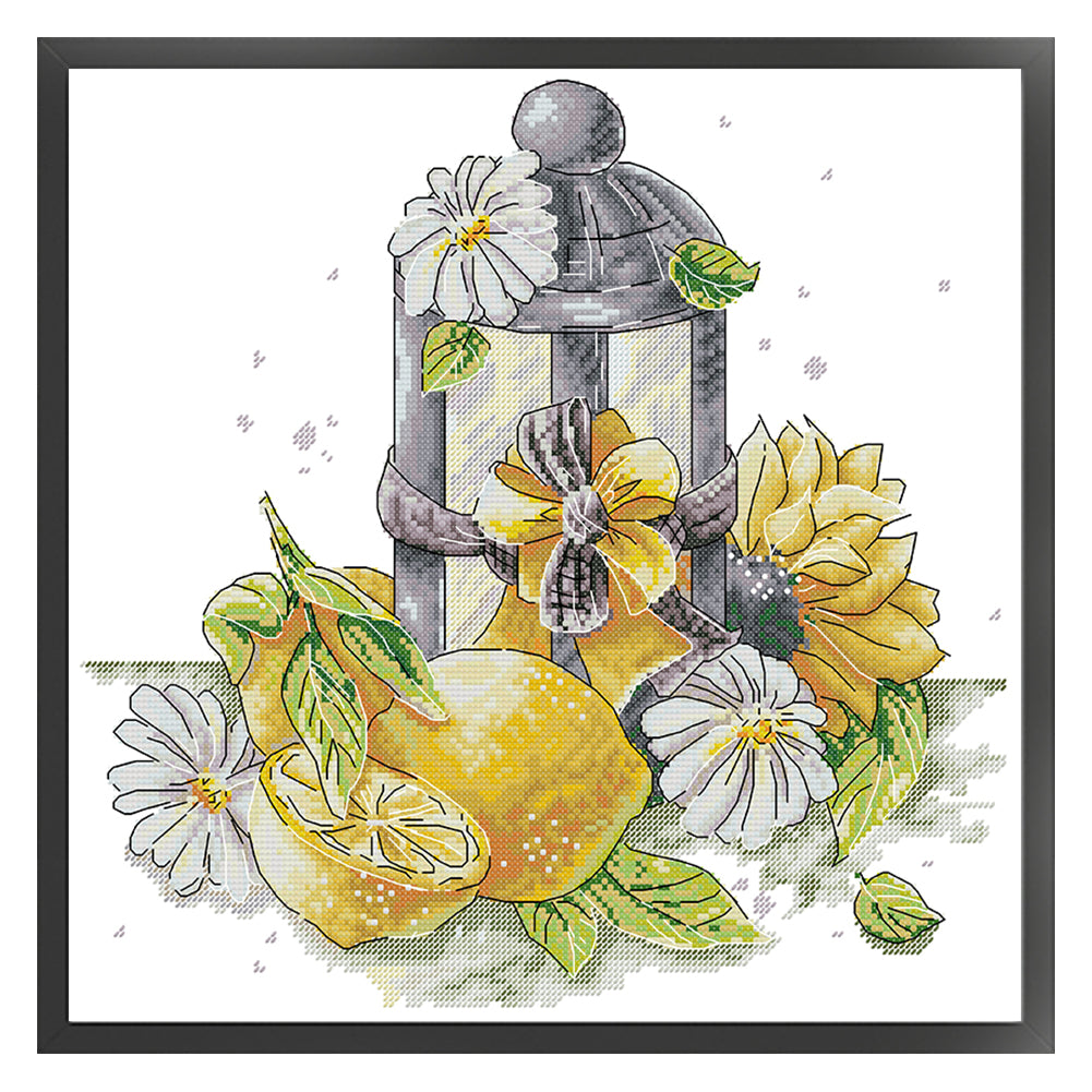 Summer Of Flowers And Lanterns - 14CT Stamped Cross Stitch 38*37CM(Joy Sunday)