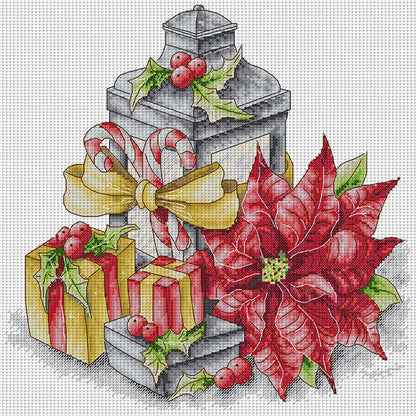 Winter Of Flowers And Lanterns - 14CT Stamped Cross Stitch 37*36CM(Joy Sunday)