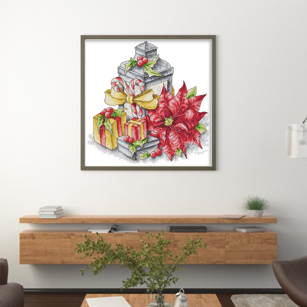 Winter Of Flowers And Lanterns - 14CT Stamped Cross Stitch 37*36CM(Joy Sunday)