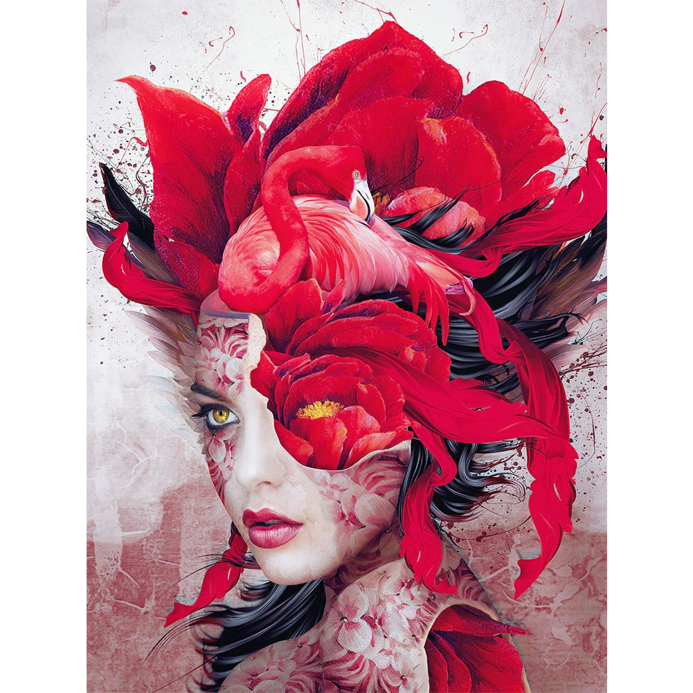 Flowers And Girl - 11CT Stamped Cross Stitch 40*56CM