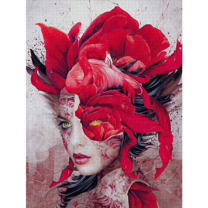 Flowers And Girl - 11CT Stamped Cross Stitch 40*56CM