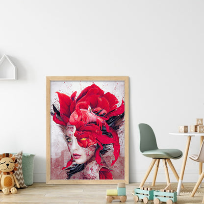 Flowers And Girl - 11CT Stamped Cross Stitch 40*56CM