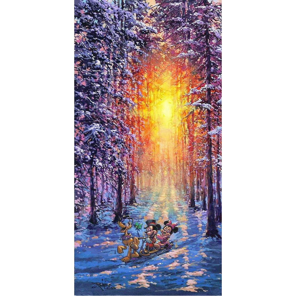 Mickey And Minnie In The Woods - 11CT Stamped Cross Stitch 44*90CM(Joy Sunday)