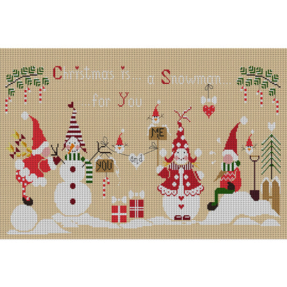 Christmas Snowman - 14CT Stamped Cross Stitch 57*36CM(Joy Sunday)