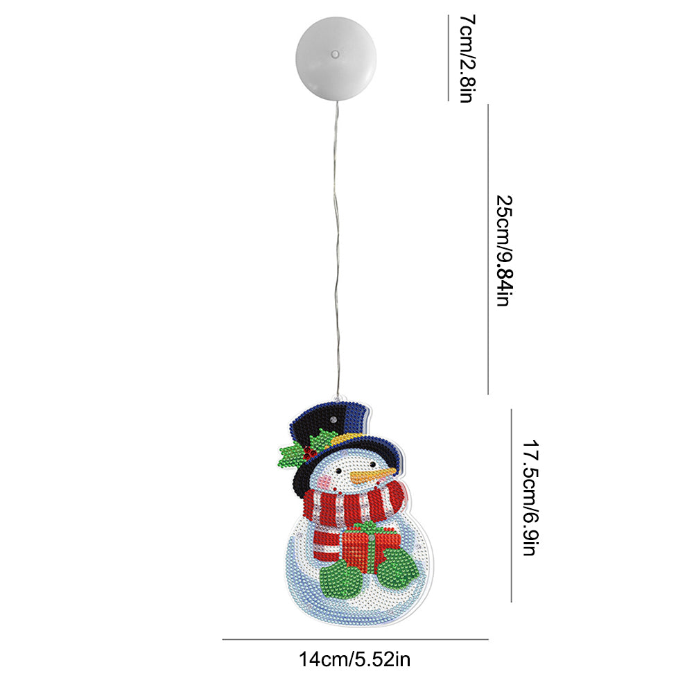 Special Shape Diamond Art Hanging Lamp Diamond Art Handmade Craft (Xmas Snowman)