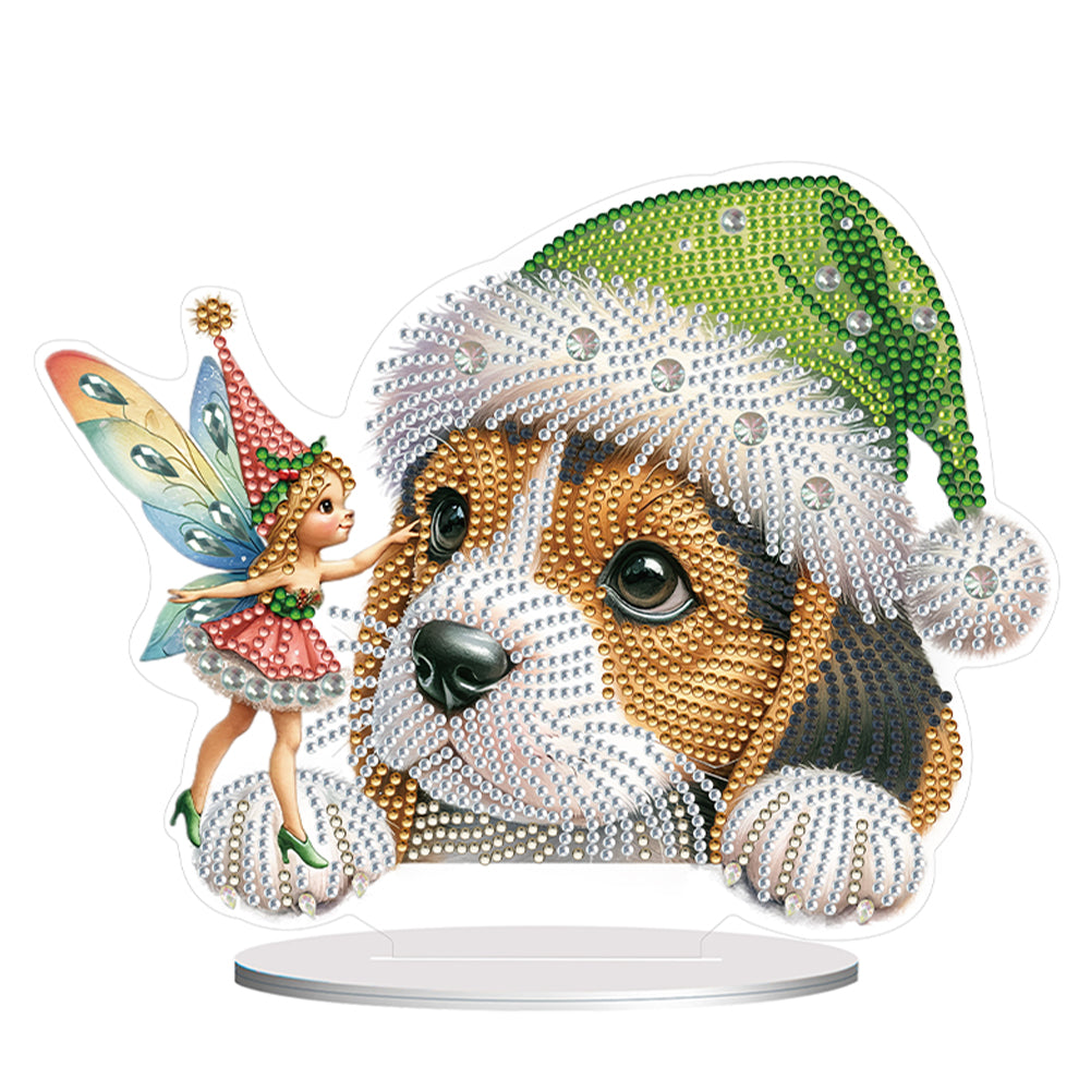 Diamond Painting Desktop Decoration for Home Office Desktop Decor(Dog and Pixie)