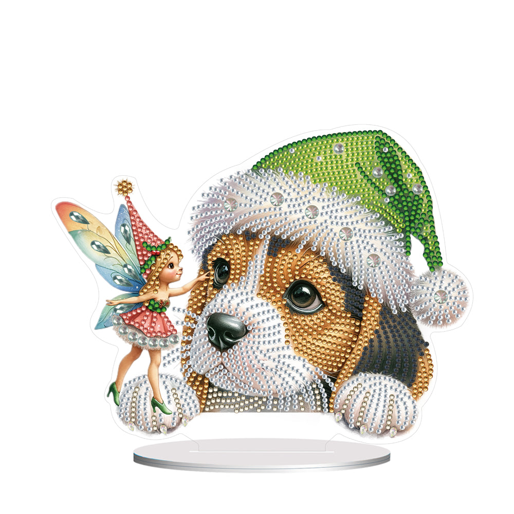 Diamond Painting Desktop Decoration for Home Office Desktop Decor(Dog and Pixie)