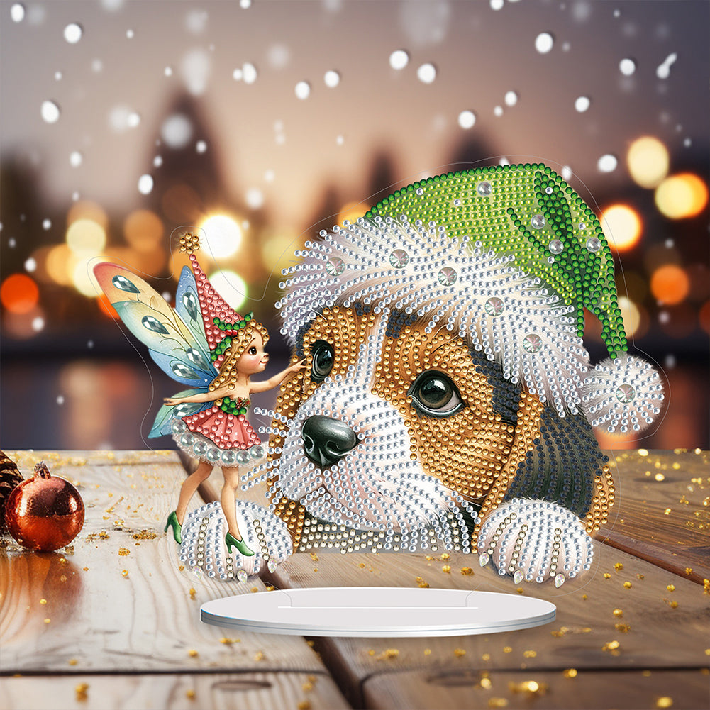 Diamond Painting Desktop Decoration for Home Office Desktop Decor(Dog and Pixie)