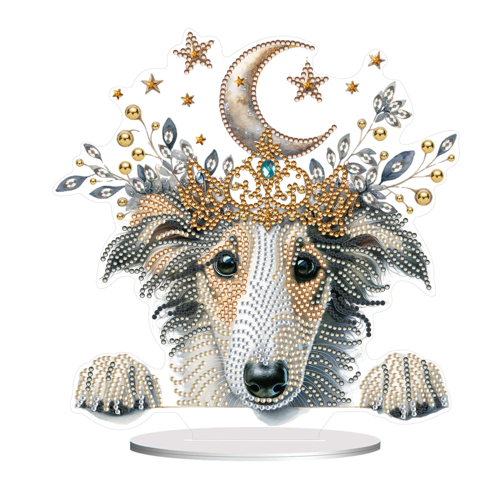 Diamond Painting Desktop Decor for Home Office Desktop Decor (Crown Sheepdog)