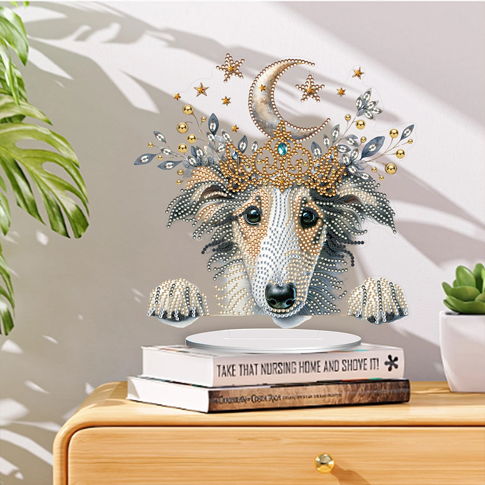 Diamond Painting Desktop Decor for Home Office Desktop Decor (Crown Sheepdog)