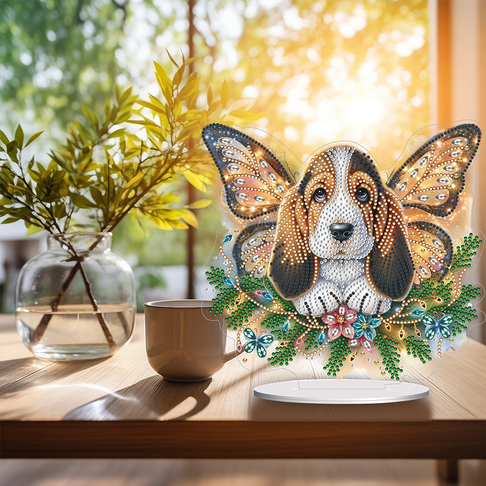 Diamond Painting Desktop Decoration for Home Office Desktop Decor (Basset Hound)