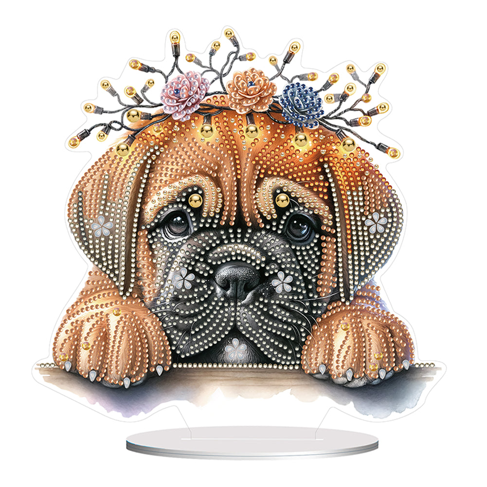 Diamond Painting Desktop Decoration for Home Office Desktop Decoration (Pug)