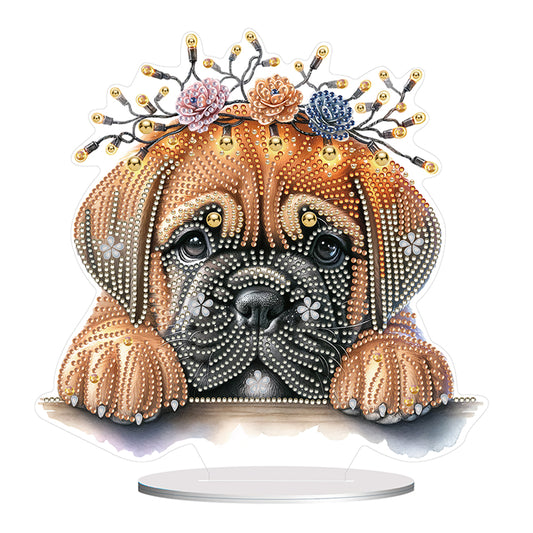 Diamond Painting Desktop Decoration for Home Office Desktop Decoration (Pug)