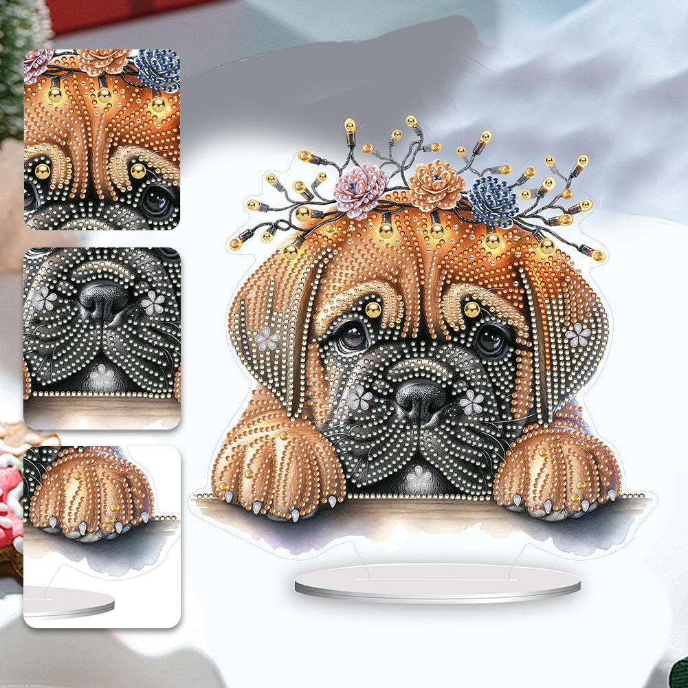 Diamond Painting Desktop Decoration for Home Office Desktop Decoration (Pug)